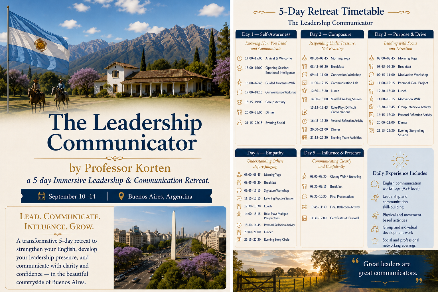 The Leadership Communicator — 5-Day Retreat Timetable